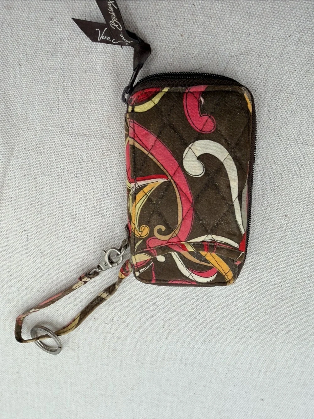 Vera Bradley Brown Pink Yellow Floral ID Wallet